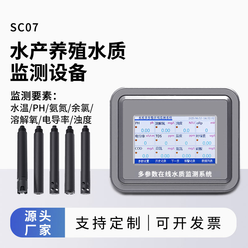 水產(chǎn)水質(zhì)監(jiān)測(cè)參數(shù)（水溫、ph、氨氮、余氯、溶解氧、電導(dǎo)率、濁度）